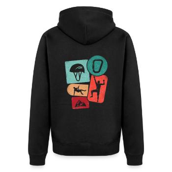 Bouldering Boulderer Boys Mountains Climbing Kids - Unisex Premium Organic Zip Hoodie - black - Back - Nico (187cm)