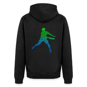 Discgolf Scheibe Disc Golf Sport Discgolfer Jungen - Unisex Premium Bio Zip Hoodie - Schwarz - Hinten - Nico (187cm)