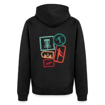 Discgolf Sport Disc Golf Jungen Discgolfer Herren - Unisex Premium Bio Zip Hoodie - Schwarz - Hinten - Nico (187cm)
