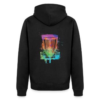 Discgolf Sport Disc Golf Jungen Kinder Discgolfer - Unisex Premium Bio Zip Hoodie - Schwarz - Hinten - Nico (187cm)
