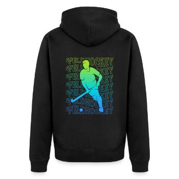 Hockey Vintage Hockeyspieler Feldhockey Jungen - Unisex Premium Bio Zip Hoodie - Schwarz - Hinten - Nico (187cm)