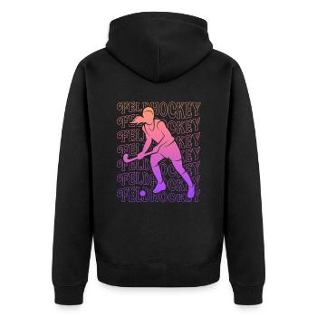 Hockey Vintage joueur de hockey sur gazon fille - Veste à capuche bio Premium Unisexe - noir - Dos - Nico (187cm)