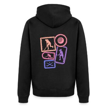 Joueur de hockey, joueur de hockey, fille de hockey sur gazon - Veste à capuche bio Premium Unisexe - noir - Dos - Nico (187cm)