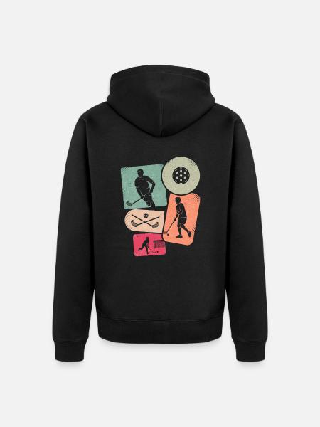 Salibandy Salibandy Lasten Salibandy Sählypallo - Premium unisex luomu-huppari vetoketjulla - musta