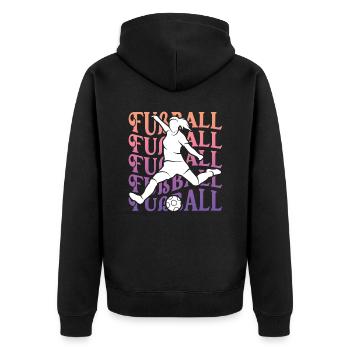 Fußball Vintage Fußballspielerin Damen Fußballerin - Unisex Premium Bio Zip Hoodie - Schwarz - Hinten - Nico (187cm)