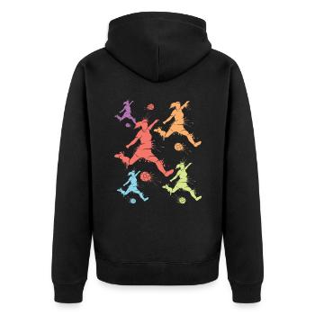 Fußballspielerin Fußball Kinder Fußballerin - Unisex Premium Bio Zip Hoodie - Schwarz - Hinten - Nico (187cm)