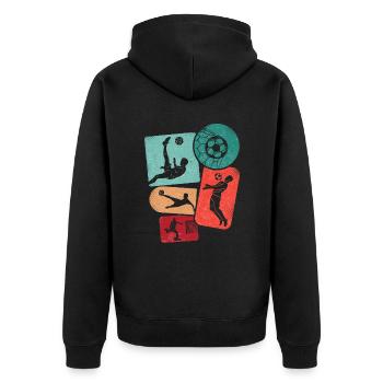Fußball Fußballer Kinder Fußballspieler Jungen - Unisex Premium Bio Zip Hoodie - Schwarz - Hinten - Nico (187cm)