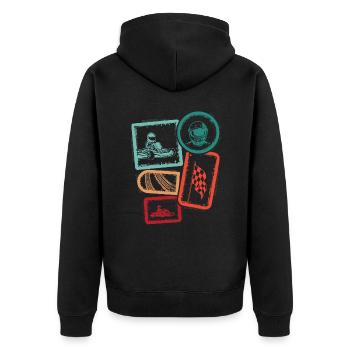 Go-Kart Rennen Gokart Kinder Jungen Kartfahrer - Unisex Premium Bio Zip Hoodie - Schwarz - Hinten - Nico (187cm)