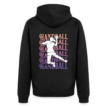 Joueur de handball Joueur de handball Fille de handball - Veste à capuche bio Premium Unisexe - noir - Dos - Nico (187cm)