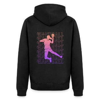 Handball Player Women's Handball Player - Unisex Premium Organic Zip Hoodie - black - Back - Nico (187cm)
