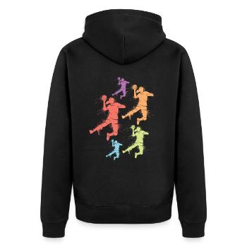 Joueur de handball Joueur de handball Handball Enfants - Veste à capuche bio Premium Unisexe - noir - Dos - Nico (187cm)