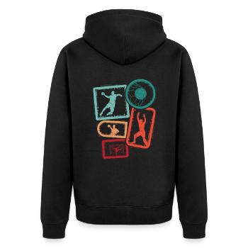 Handballer Handballspieler Herren Handball Jungen - Unisex Premium Bio Zip Hoodie - Schwarz - Hinten - Nico (187cm)
