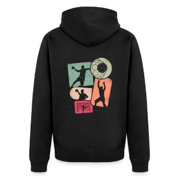 Handballer Handballspieler Kinder Handball Jungen - Unisex Premium Bio Zip Hoodie - Schwarz - Hinten - Nico (187cm)