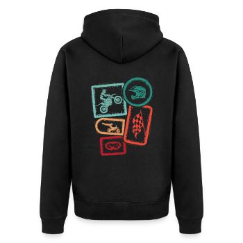 Motocross Dirtbike Motorrad Dirt Bike Jungen - Unisex Premium Bio Zip Hoodie - Schwarz - Hinten - Nico (187cm)