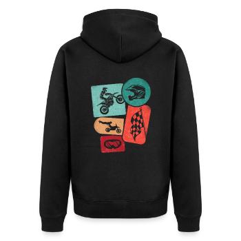 Motocross Dirtbike Motorrad Jungen Dirt Bike - Unisex Premium Bio Zip Hoodie - Schwarz - Hinten - Nico (187cm)