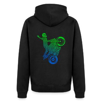 Supersportler Motorrad Fahrer Jungen Rennmaschine - Unisex Premium Bio Zip Hoodie - Schwarz - Hinten - Nico (187cm)