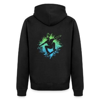 Skateboarder Skateboard Jungen Skater Herren - Unisex Premium Bio Zip Hoodie - Schwarz - Hinten - Nico (187cm)