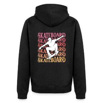 Skateboarder Girl Skater Damen Skateboard Mädchen - Unisex Premium Bio Zip Hoodie - Schwarz - Hinten - Nico (187cm)