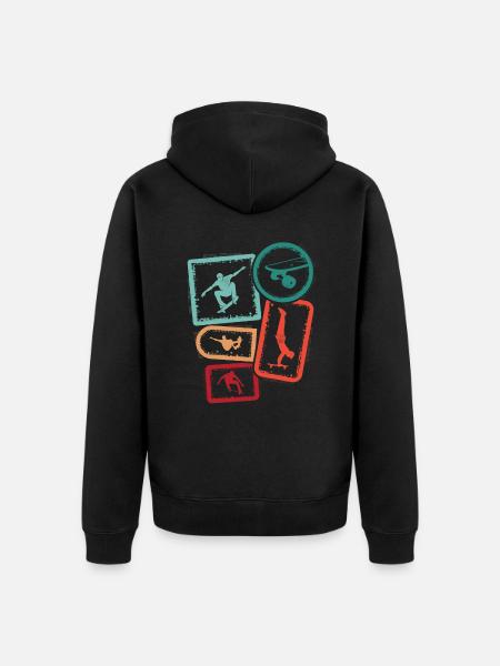 Skater Skateboarder Kinder Skateboard Jungen - Unisex Premium Bio Zip Hoodie - Schwarz