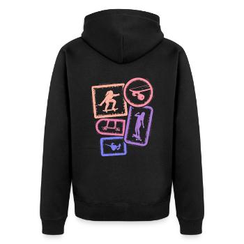 Skater Skateboarder Kids Skateboard Girl - Unisex Premium Organic Zip Hoodie - black - Back - Nico (187cm)