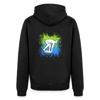 Schwimmen Schwimmer Kinder Herren Schwimm Jungen - Unisex Premium Bio Zip Hoodie - Schwarz - Hinten - Nico (187cm)