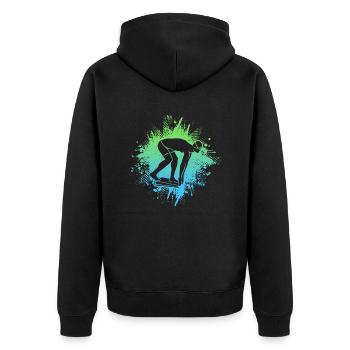Schwimmen Schwimmer Herren Kinder Schwimm Jungen - Unisex Premium Bio Zip Hoodie - Schwarz - Hinten - Nico (187cm)
