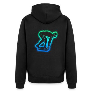 Schwimmer Schwimmen Kinder Herren Jungen Schwimm - Unisex Premium Bio Zip Hoodie - Schwarz - Hinten - Nico (187cm)