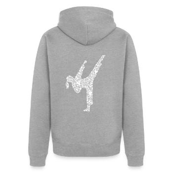Karaté Fille Arts Martiaux Femmes Enfants Taekwondo - Veste à capuche bio Premium Unisexe - gris chiné - Dos - Nico (187cm)