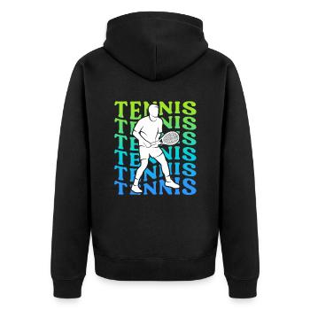 Tennis Spieler Retro Herren Jungen Tennisspieler - Unisex Premium Bio Zip Hoodie - Schwarz - Hinten - Nico (187cm)