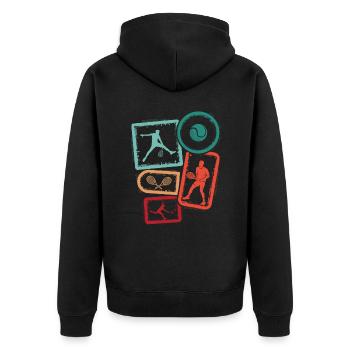 Tennis Spieler Herren Tennisspieler Jungen - Unisex Premium Bio Zip Hoodie - Schwarz - Hinten - Nico (187cm)