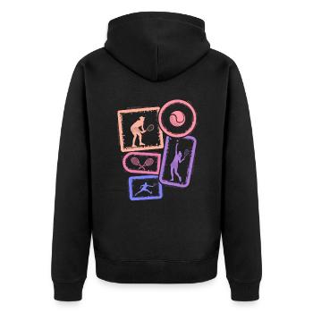 Tennis Spieler Damen Tennisspieler Mädchen - Unisex Premium Bio Zip Hoodie - Schwarz - Hinten - Nico (187cm)