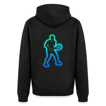 Tennisspieler Tennisschläger Herren Tennis Spieler - Unisex Premium Bio Zip Hoodie - Schwarz - Hinten - Nico (187cm)
