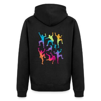Klettern Berge Kletterer Kinder Mädchen Bouldern - Unisex Premium Bio Zip Hoodie - Schwarz - Hinten - Nico (187cm)