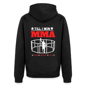 MMA Till I WIN - Unisex Premium Bio Zip Hoodie - Schwarz - Hinten - Nico (187cm)