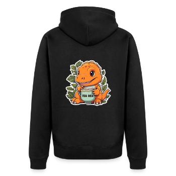 TEA REX - Unisex Premium Organic Zip Hoodie - black - Back - Nico (187cm)
