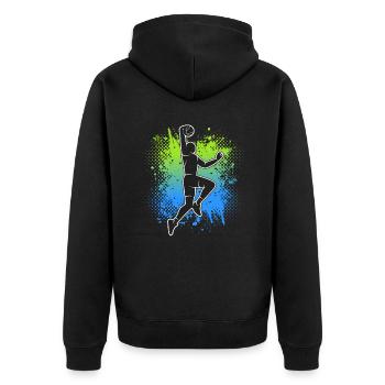Basketball Herren Kinder Basketballer Jungen - Unisex Premium Bio Zip Hoodie - Schwarz - Hinten - Nico (187cm)