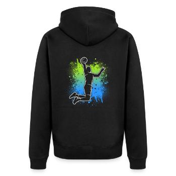 Basketball Kinder Herren Basketballer Jungen - Unisex Premium Bio Zip Hoodie - Schwarz - Hinten - Nico (187cm)