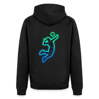 Joueurs de volley-ball Hommes Garçons Joueurs de volley-ball - Veste à capuche bio Premium Unisexe - noir - Dos - Nico (187cm)
