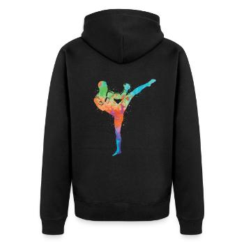Muay Thai Kickboxer Garçons Arts Martiaux Kickboxing - Veste à capuche bio Premium Unisexe - noir - Dos - Nico (187cm)