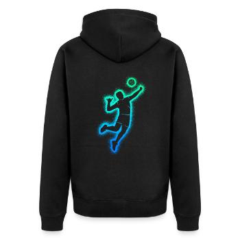 Joueurs de volley-ball Garçons Hommes Joueurs de volley-ball - Veste à capuche bio Premium Unisexe - noir - Dos - Nico (187cm)