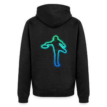 Disc Golf Discgolfspieler Männer Jungen Discgolfer - Unisex Premium Bio Zip Hoodie - Schwarz - Hinten - Nico (187cm)