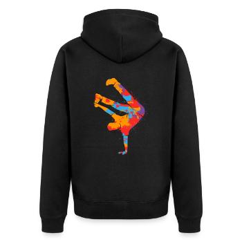 Breakdancing Bunter Breakdancer Jungen Breakdance - Unisex Premium Bio Zip Hoodie - Schwarz - Hinten - Nico (187cm)