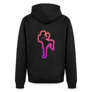 Muay Thai Arts Martiaux Kickboxer Filles Kickboxing - Veste à capuche bio Premium Unisexe - noir - Dos - Nico (187cm)