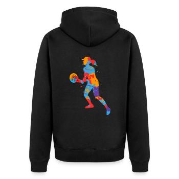 Joueur de padel Filles colorées Padel Tennis - Veste à capuche bio Premium Unisexe - noir - Dos - Nico (187cm)