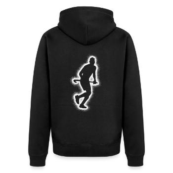 Feldhockey Hockey Jungen Herren Hockeyspieler - Unisex Premium Bio Zip Hoodie - Schwarz - Hinten - Nico (187cm)
