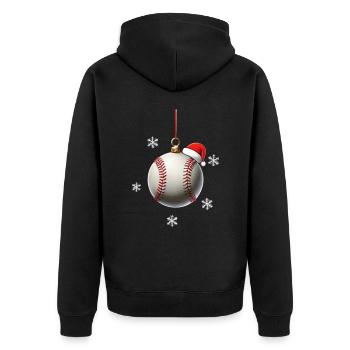 FROHE WEIHNACHTEN BASEBALL - Unisex Premium Bio Zip Hoodie - Schwarz - Hinten - Nico (187cm)
