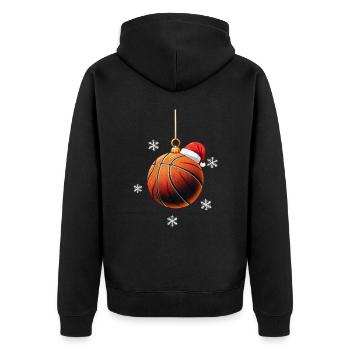 FROHE WEIHNACHTEN BASKETBALL - Unisex Premium Bio Zip Hoodie - Schwarz - Hinten - Nico (187cm)