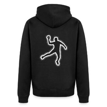 Handballspieler Handballer Kinder Handball Herren - Unisex Premium Bio Zip Hoodie - Schwarz - Hinten - Nico (187cm)