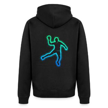 Handballspieler Handballer Kinder Handball Jungen - Unisex Premium Bio Zip Hoodie - Schwarz - Hinten - Nico (187cm)