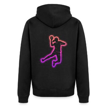 Handball Handballspielerin Mädchen Handballerin - Unisex Premium Bio Zip Hoodie - Schwarz - Hinten - Nico (187cm)